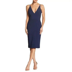 Dress the Population Lyla Midi Dress in Midnight Blue Size XXS